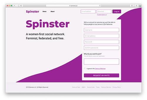Spinster.xyz homepage