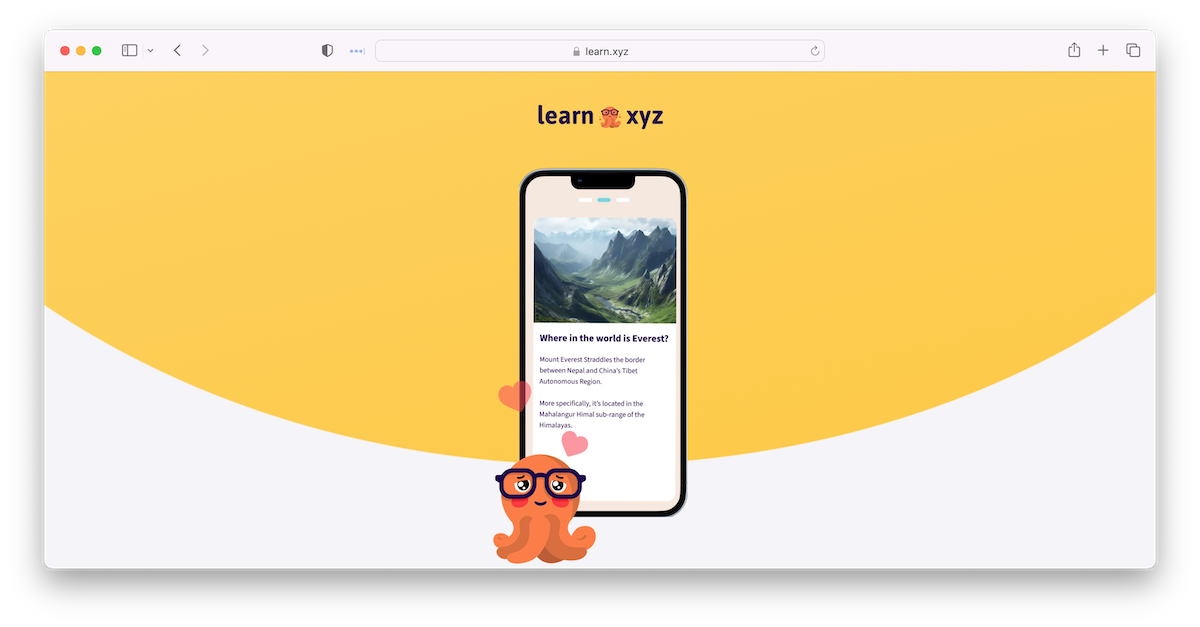 Screenshot of Learn.xyz website